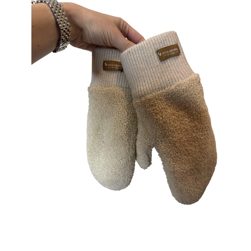 Koolaburra By UGG Mittens Womens XL Beige Fleece Faux Fur Lined Palm Patch